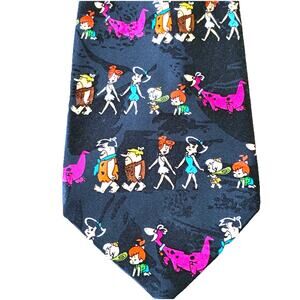 Vintage 1993 Fred Flintstone necktie Bedrock Fred Betty Wilma Dino Hanna Barbera